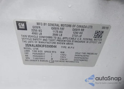 2015 Chevrolet Equinox Ls from USA, damaged, VIN 2GNALAEK3F6390644